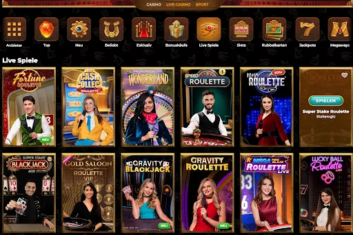 Live Casino Spiele bei AmunRa – Fortune Roulette, Gravity Blackjack, Mega Roulette & mehr Übersicht der Live-Spiele im Casino mit beliebten Roulette- und Blackjack-Tischen